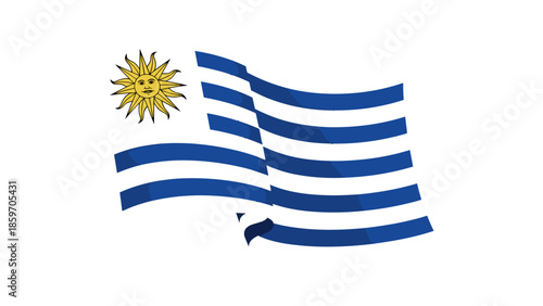 Uruguayan national flag waving
