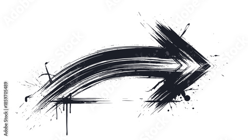 Artistic brushstroke arrow pointing right with grunge texture