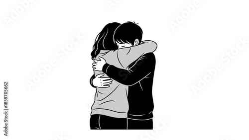 Of a couple embracing in a warm hug