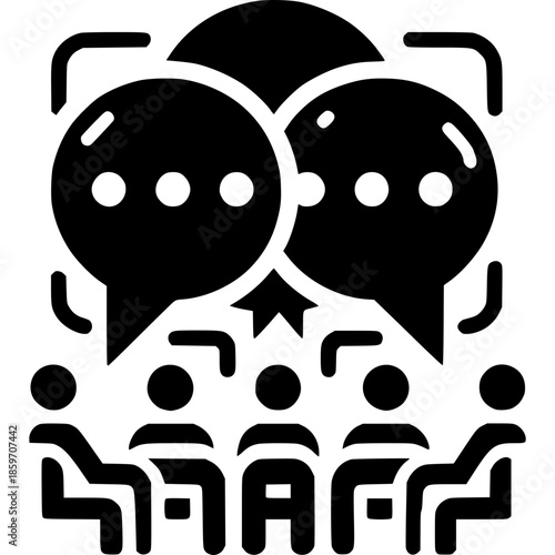 DISCUSSION Speech Bubbles Dialogue Icon Vector