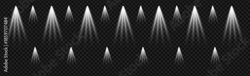 Stage light and golden glitter lights effect with gold rays, beams and falling glittering dust on floor. Abstract gold background for display your product. Shiny spotlight or stage