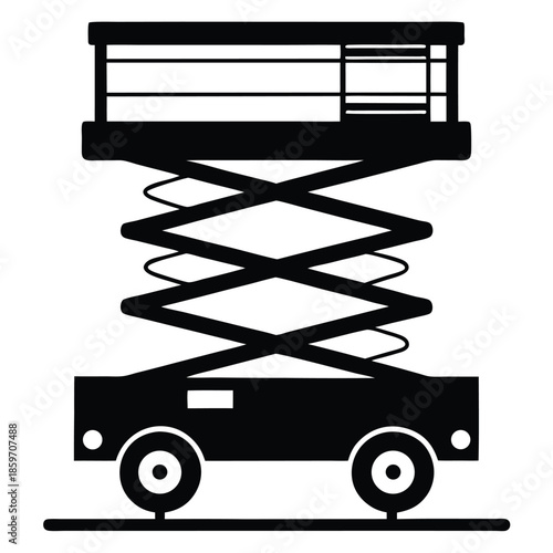 scissor lift machine line art silhouette vector illustration