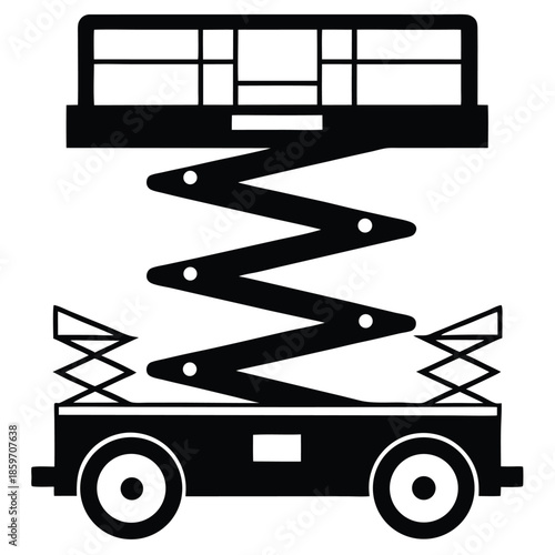 scissor lift machine line art silhouette vector illustration