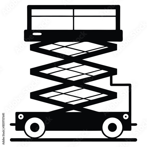 scissor lift machine line art silhouette vector illustration