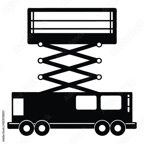 scissor lift machine line art silhouette vector illustration
