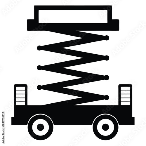 scissor lift machine line art silhouette vector illustration