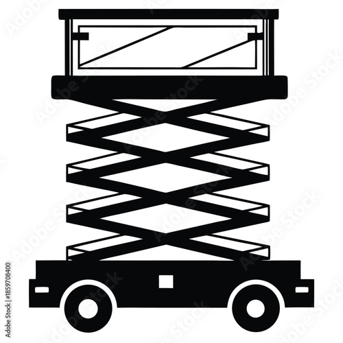 scissor lift machine line art silhouette vector illustration
