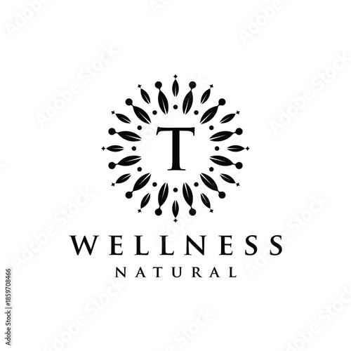 Initial letter T alphabet wellness, green, leaves, natural, health, organic, logo design, circle leaf nature graphic icon vector template