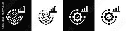 Workflow Optimization Icon With Variatif Black White Minimal Style