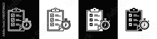 Task Management Icon With Variatif Black White Minimal Style