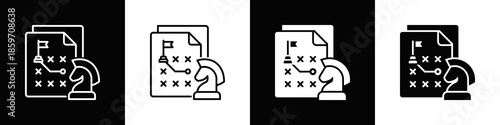 Business Strategy Icon With Variatif Black White Minimal Style