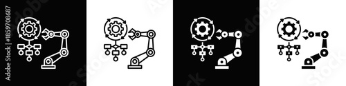 Workflow Automation Icon With Variatif Black White Minimal Style