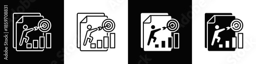 Business Goals Icon With Variatif Black White Minimal Style