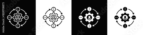 Customer Feedback Loop Icon With Variatif Black White Minimal Style