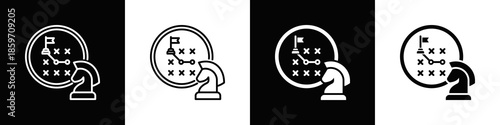 Strategic Alignment Icon With Variatif Black White Minimal Style