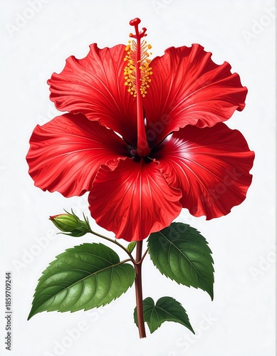 Vibrant red hibiscus flower illustration