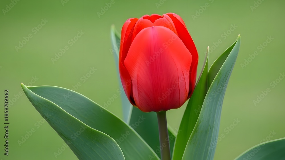 Naklejka premium Single red tulip in bloom