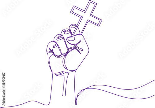 Hand holding cross vector Illustration