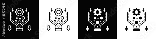 Workflow Bottleneck Icon With Variatif Black White Minimal Style