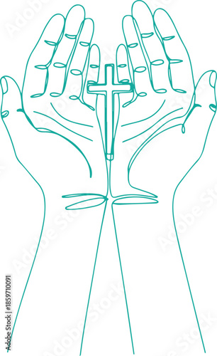 Hands holding a cross vector Illustration