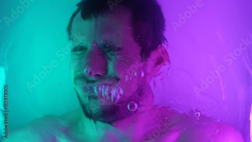 Man Struggling and Drowning Submerged in Water