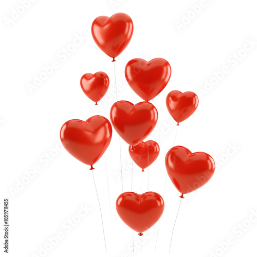 Cluster of red heart balloons