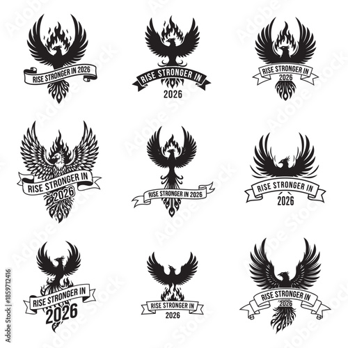 Intricate Phoenix Feather Line Art Rise Stronger Sharp Lines