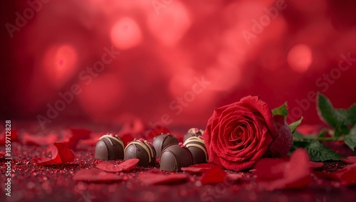 Gifts and Roses Placed on a Wooden Table With Heart Shapes in the Background ...