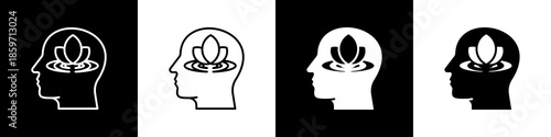 Mindfulness Icon With Variatif Black White Minimal Style