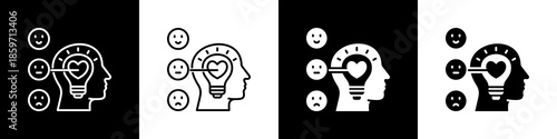 Emotional Intelligence Icon With Variatif Black White Minimal Style