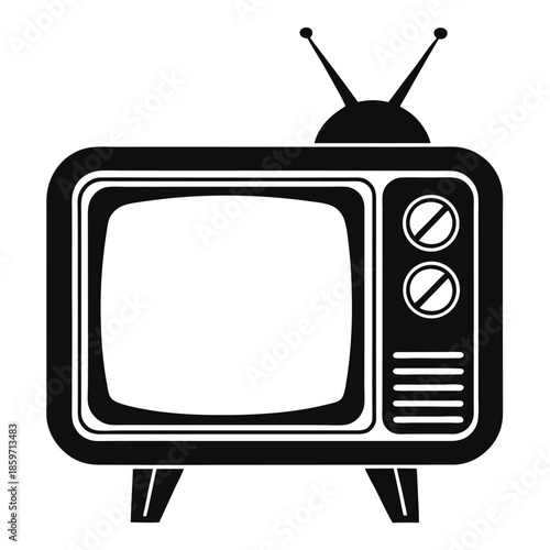 retro old tv line art silhouette vector illustration