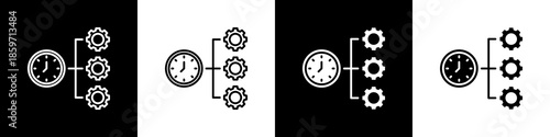 Time Management Icon With Variatif Black White Minimal Style