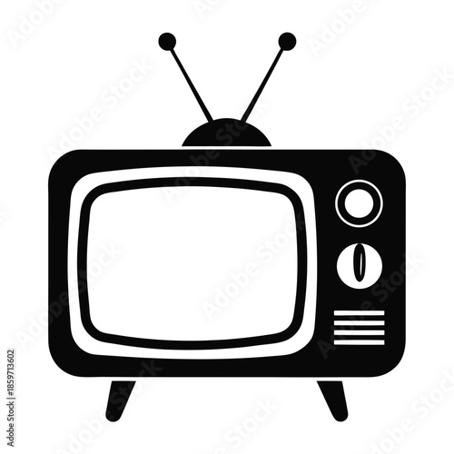 retro old tv line art silhouette vector illustration