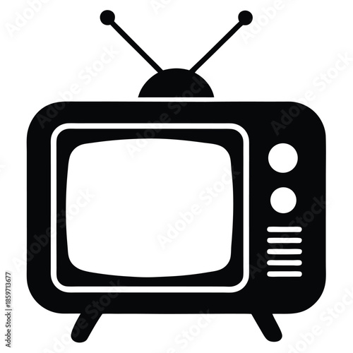 retro old tv line art silhouette vector illustration