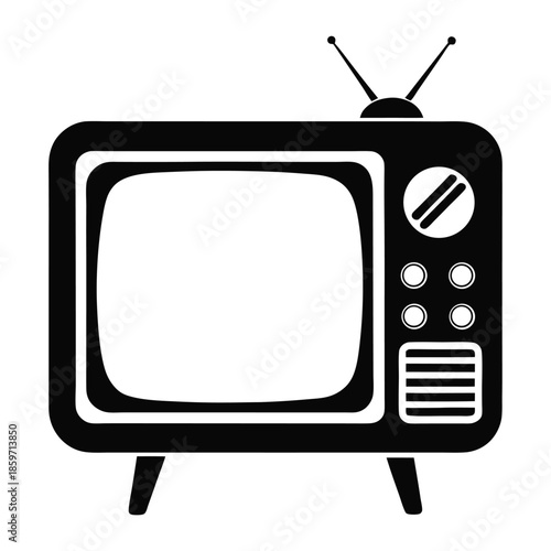 retro old tv line art silhouette vector illustration