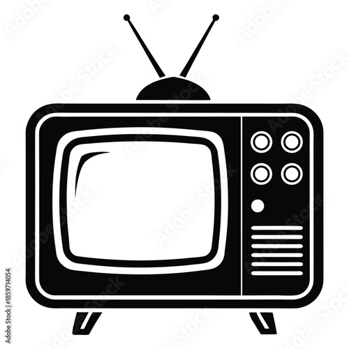 retro old tv line art silhouette vector illustration