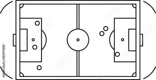 Soccer tactical board with field layout and player positions on transparent background for coaching strategy and game analysis with movement circles for football match preparation