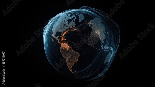 A high tech Earth model visualizing global internet traffic.