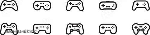 Collection of Gamepad Icons Controller Vector Illustration Wireless Gaming Console Modern Controller Design Elements for Online Stream Isolated on Transparent Background