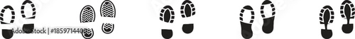 Footprints Silhouette Set Different Shoes Tracks Forms Isolated on Transparent Background Vector Illustration