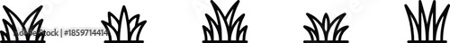 Grass Icon Set on Transparent Background Collection of Plant Symbols Vector Line Art Style for Nature Garden Lawn Meadow Landscape Environment Ecology Green Field