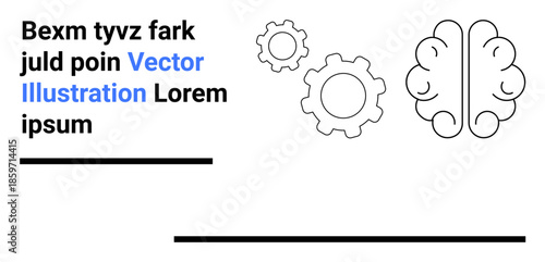 Innovation, creativity, problem-solving, mental process, teamwork, technological concepts. Minimalistic brain and gear sketch design. Innovation and creativity