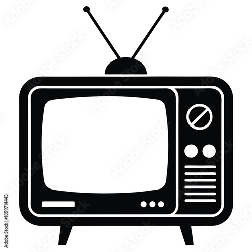 retro old tv line art silhouette vector illustration