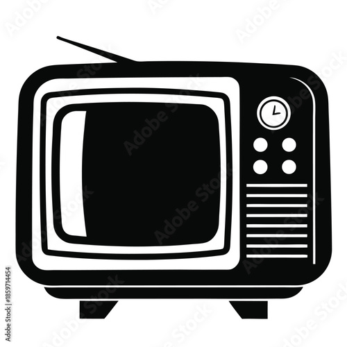 retro old tv line art silhouette vector illustration