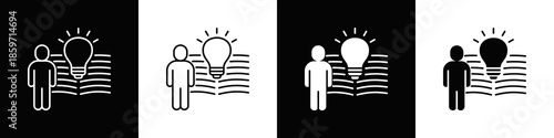 Learning Icon With Variatif Black White Minimal Style