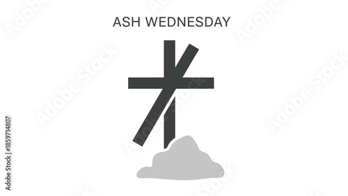 Ash Wednesday cross symbol with ash pile religion