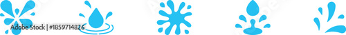 Water Splash Vector Set Droplet Isolated on Transparent Background Drop Blue Fluid Liquid Motion Abstract Fresh Clean Nature Design Element Graphic Decoration