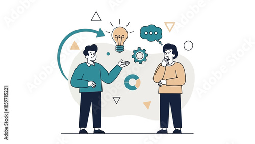 Creative Collaboration and Innovative Thinking Concept Illustration for Teamwork and Problem Solving