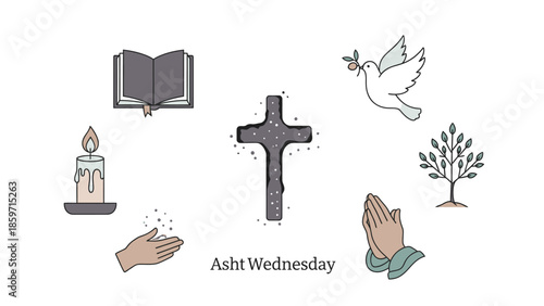 Asht Wednesday religious symbols and cross