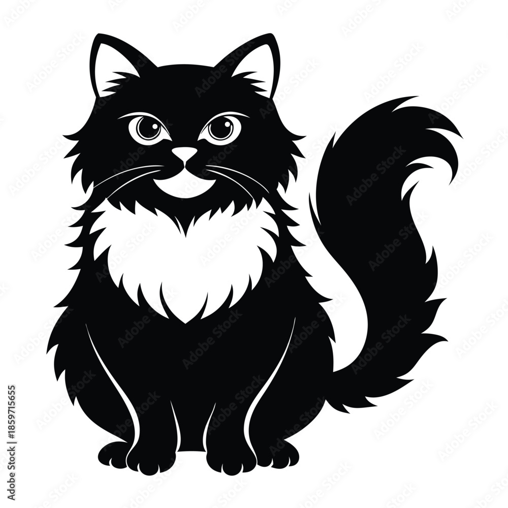 Obraz premium persian cat line art silhouette vector illustration
